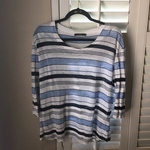 NORDSTROM Brax Blue Striped Cloe Top